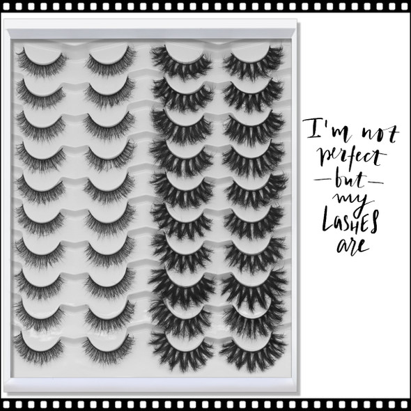 INSTANT EYELASH Open Eye Style, C-Curl, Multi-Volumes, Fluffy Cluster Lashes, 20 Pairs/Pack  #XFD20-8