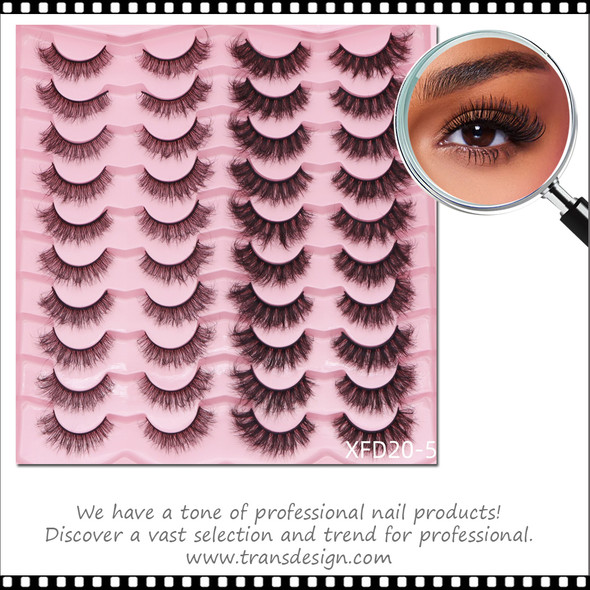  INSTANT EYELASH Multi-Styles, C-Curl, Multi-Volumes, Fluffy Cross Cluster Lashes, 20 Pairs/Pack  #XFD20-5