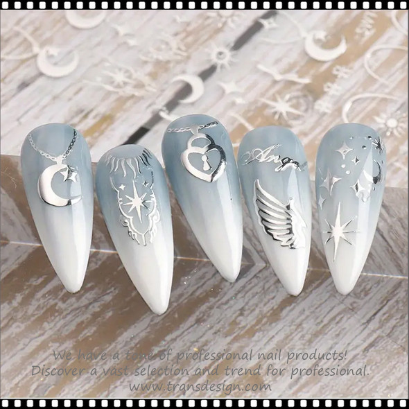 NAIL STICKER Abstraction, Silver Angel Wing #SWTO16