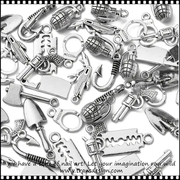 NAIL CHARM ALLOY Assorted Antique Silver 20/Pack