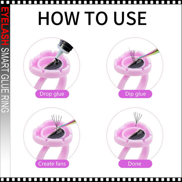 EYELASH Smart Glue Ring, Pink 25/Pack