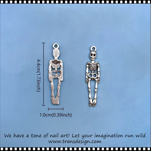 NAIL CHARM ALLOY Halloween, Skull Skeleton 6/Pack