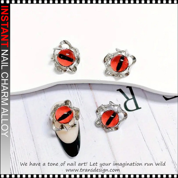 NAIL CHARM ALLOY Evil Eye Yellow, Purple, & Red 6/Case