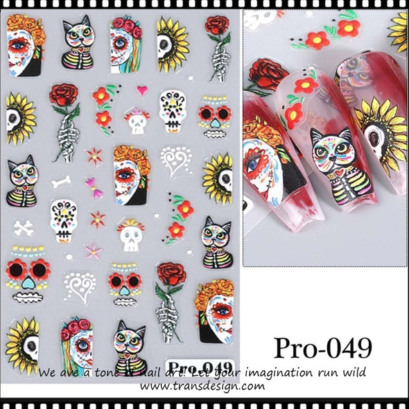 NAIL STICKER Halloween, Dia de los Muertos Sugar Skull #Pro.049