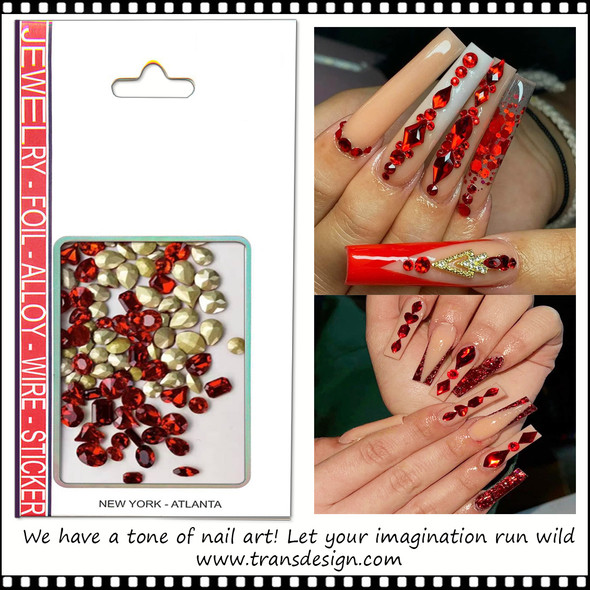 RHINESTONE CRYSTAL Brite Red Diamond Assorted 