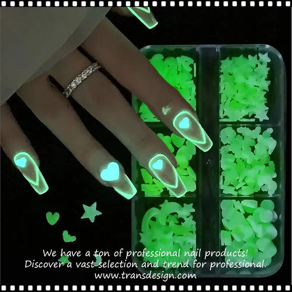 NAIL CHARM RESIN Glow In The Dark Assorted/Case