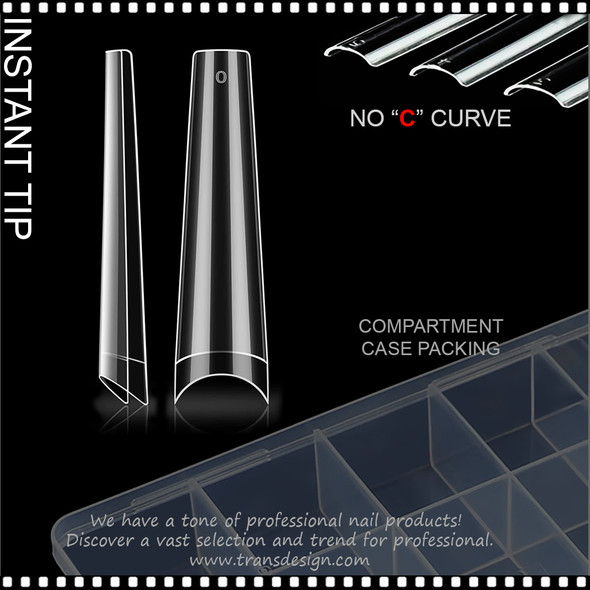 INSTANT Tip Straight Coffin, Half Cover, Clear, XX-Long, 500/Case #YS-164