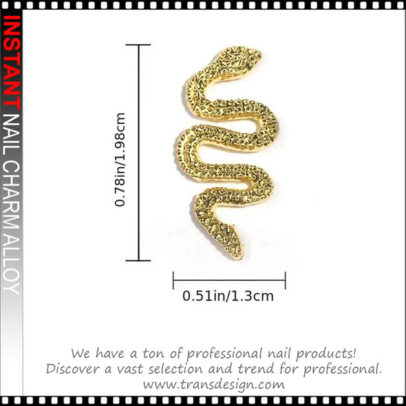 NAIL CHARM ALLOY Retro Silver Snake 2/Pack