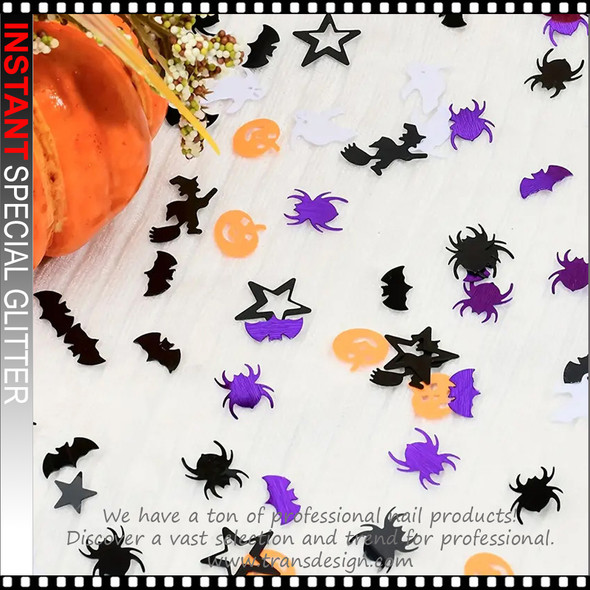 SPECIALTY GLITTER Halloween, Pumpkin, Spider, Bat, Star, Witch Pack