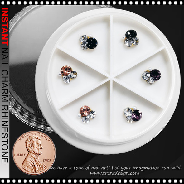 NAIL CHARM RHINESTONE Assorted Medium Design #3 6/Case *