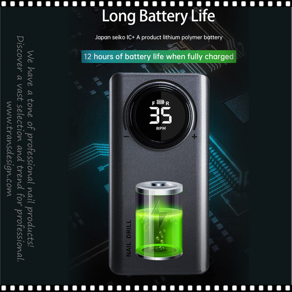 ADVANCE Professional Nail Drill, Rechargeable, Silver 35,000 RPM *