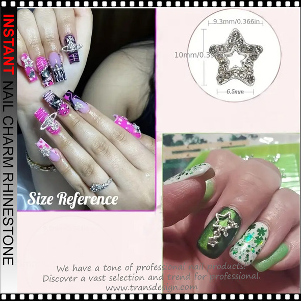 NAIL CHARM RHINESTONE Silver Star 6/Case #2