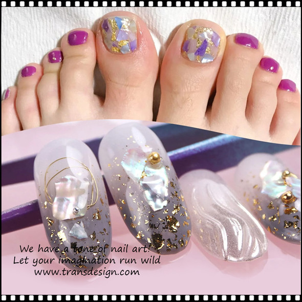 SEASHELL NAIL CHARM Pearl Silver with Alloy Jar