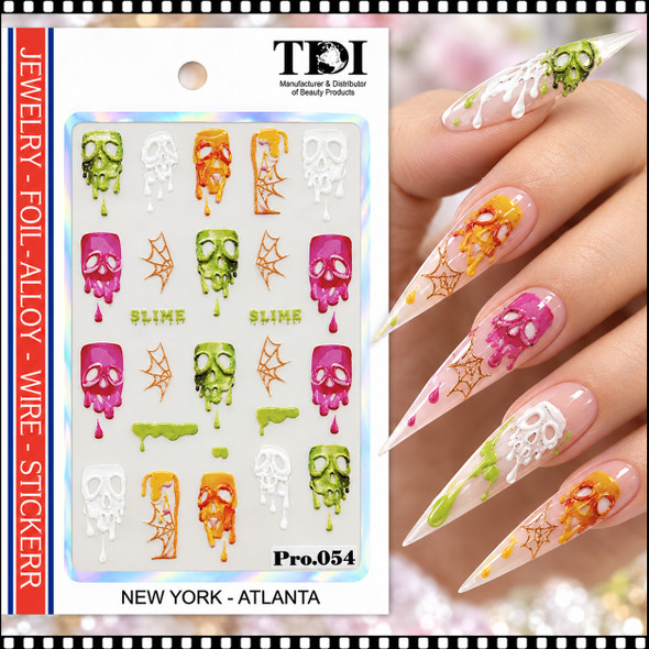 5D NAIL STICKER – HALLOWEEN DRIPPING SKULLS & SPIDER WEBS #PRO.054