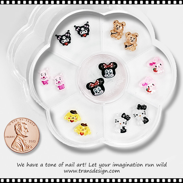 NAIL CHARM RESIN Sanrio Characters, Piglet, Minnie Mouse & Bear 14/Case