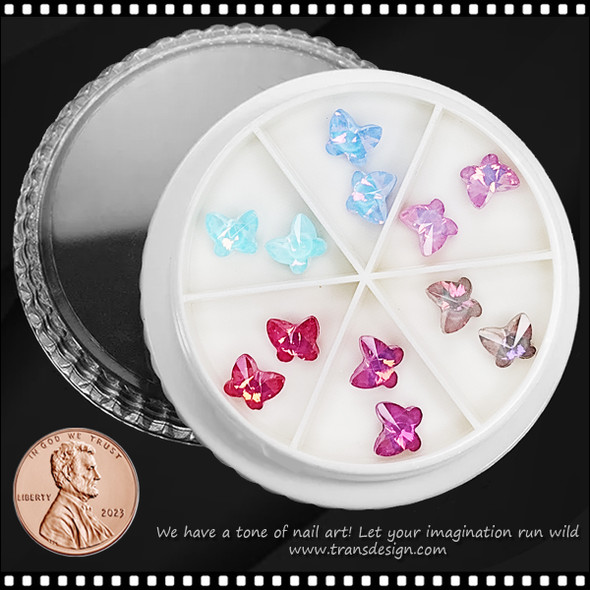 NAIL CHARM RHINESTONE Butterfly, Assorted Color 12/Case