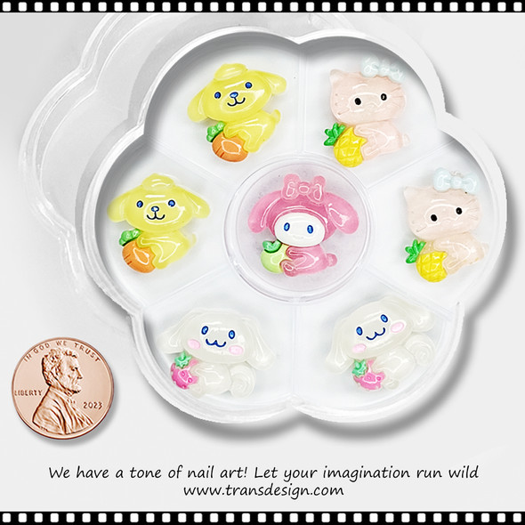 NAIL CHARM RESIN Sanrio Jelly Pompompurin, Cinnamoroll, My Melody & Hello Kitty 6/Case