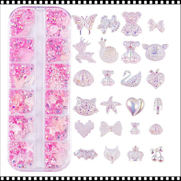 NAIL CHARM RESIN Mixed Decorations Pink AB 