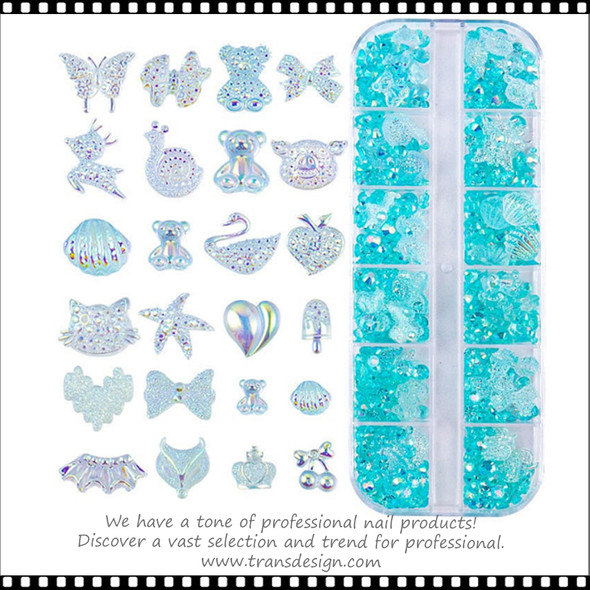 NAIL CHARM RESIN Mixed Decorations Aqua AB