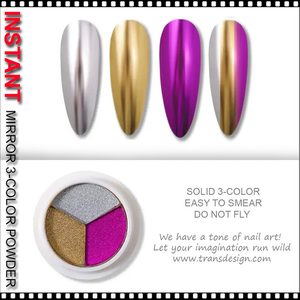 INSTANT Chrome Mirror 3-Color Magenta, Gold & Silver 1g.