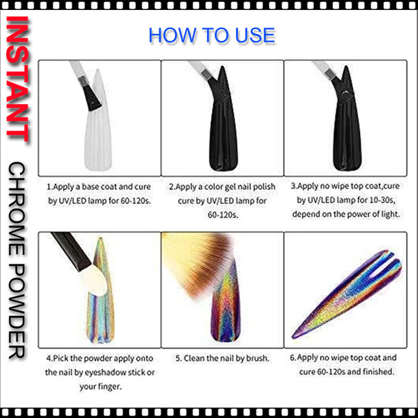 INSTANT Chrome Mirror 3-Color Blue, Rose Gold & Silver 1g.