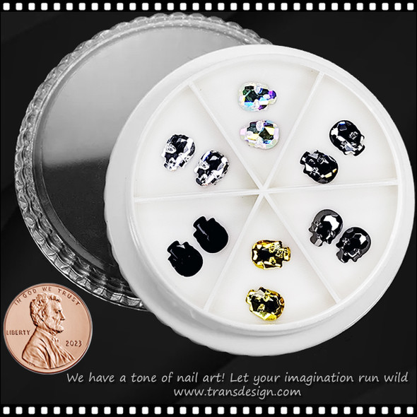 NAIL CHARM RHINESTONE Skulls #1 12/Wheel