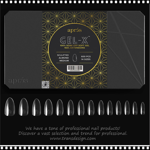 APRES Gel-X Sculpted Almond Medium Tips 600pcs #APGX-S-AM