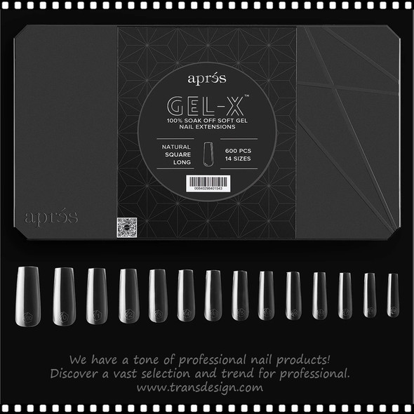 APRES Natural Square Long Box Of Tips 600pcs #APGX-N-SL