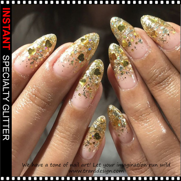 GLITTER Gold Hologram Heart, Small 2.5g Pack