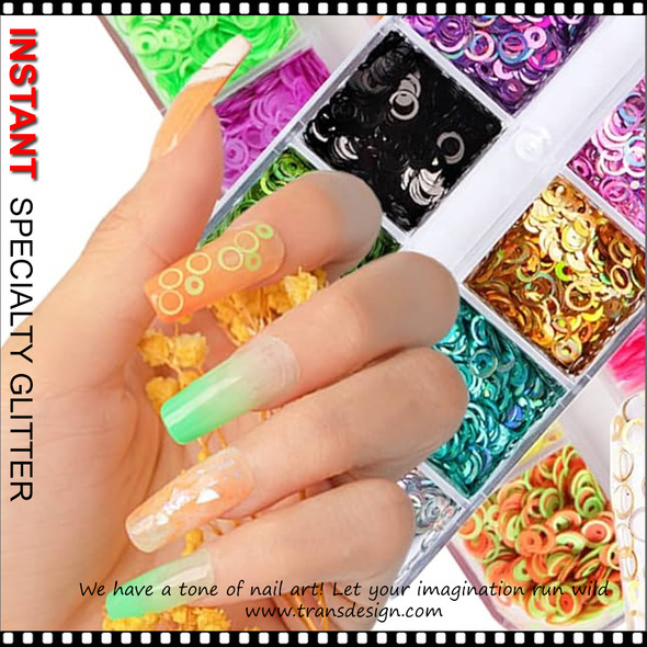 GLITTER Assorted Silver Hologram Circle, Ring Pack