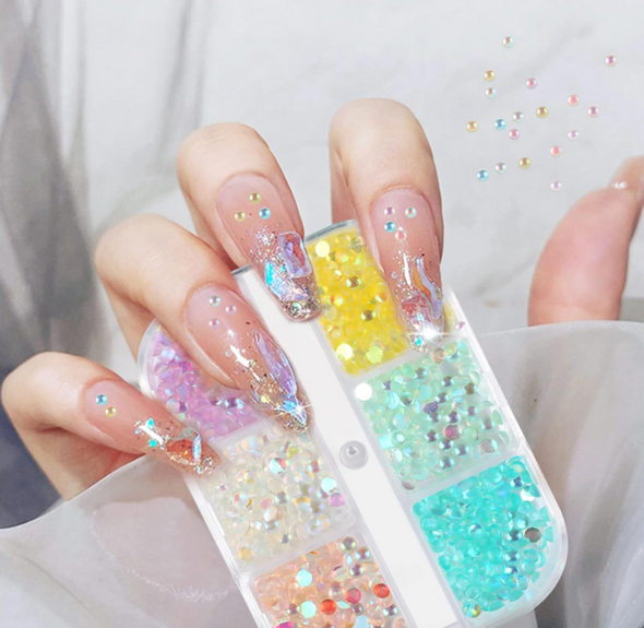 NAIL CHARM RESIN Mermaid Beads Assorted 6 Colors/Grid 