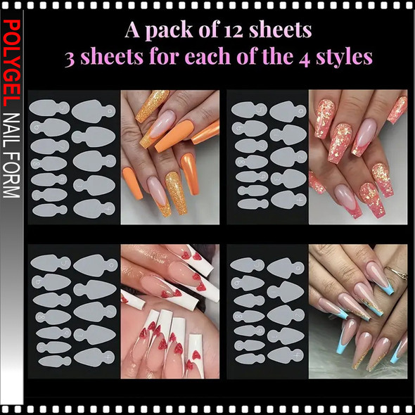 POLYGEL FORM TIP Assorted Square, Coffin, Natural & Stiletto 96/Case