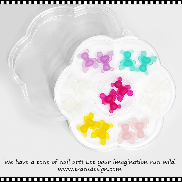 NAIL CHARM RESIN Glow-In-The-Dark Bear 14/Case