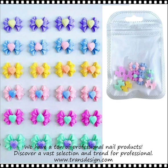 NAIL CHARM RESIN Luminous Bowknot Heart 20/Pack 
