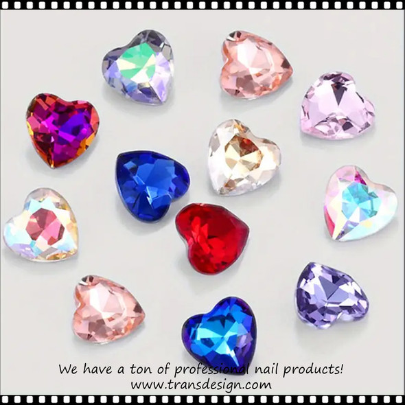 NAIL CHARM RHINESTONE Colorful Pointed Bottom Peach Heart Shaped 20/Pack 