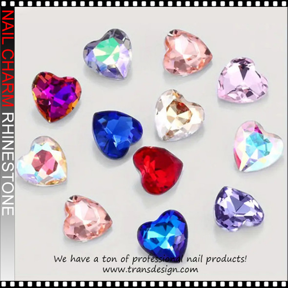 NAIL CHARM RHINESTONE Colorful Pointed Bottom Heart 20/Pack *