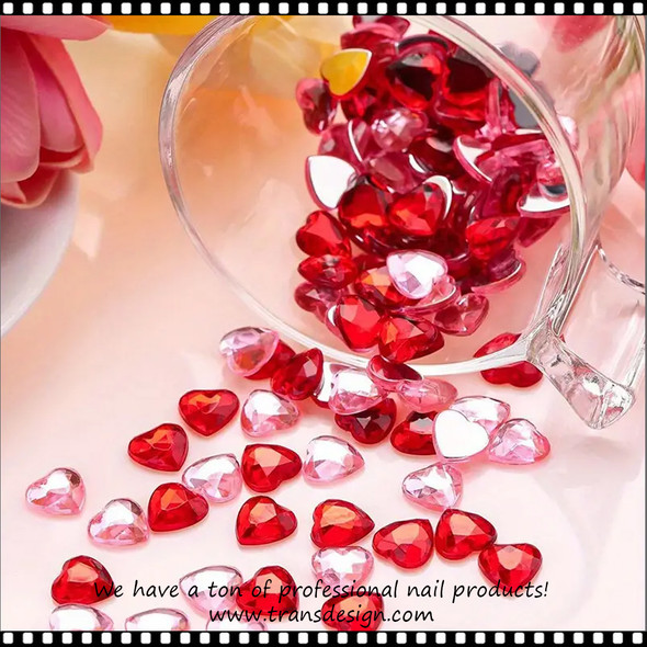 NAIL CHARM RHINESTONE Heart Crystal Acrylic Flat Back 20/Pack 