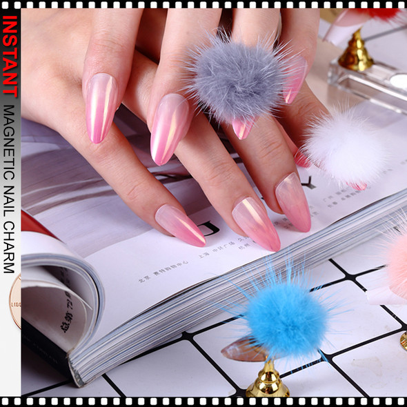 MAGNETIC NAIL CHARM Fluffy Balls 6/Case #3