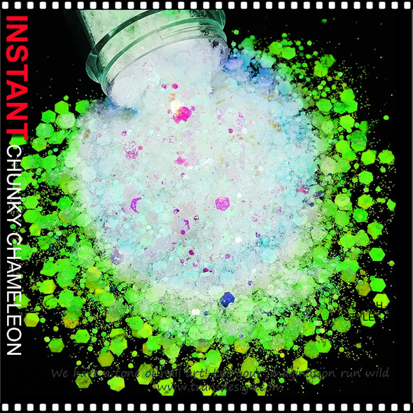 GLITTER CHUNKY MERMAID Light Pink to Green Effect 2g/Jar