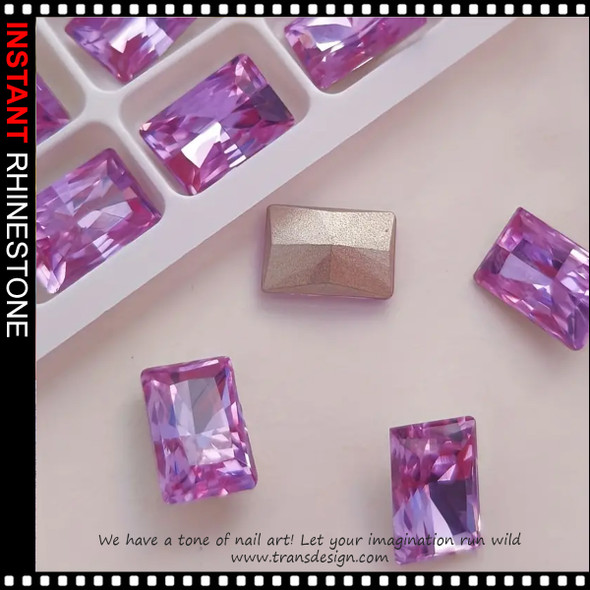 RHINESTONE Rectangular Assorted Color 0.3 x 0.5" 6/Case #I