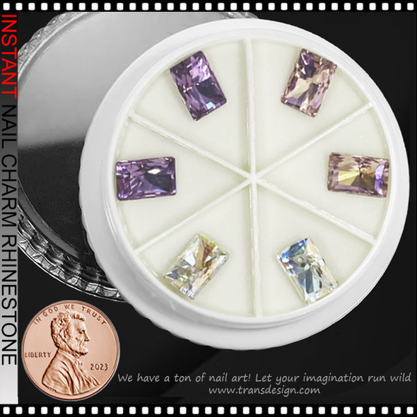 RHINESTONE Rectangular Assorted Color 0.3 x 0.5" 6/Case #I