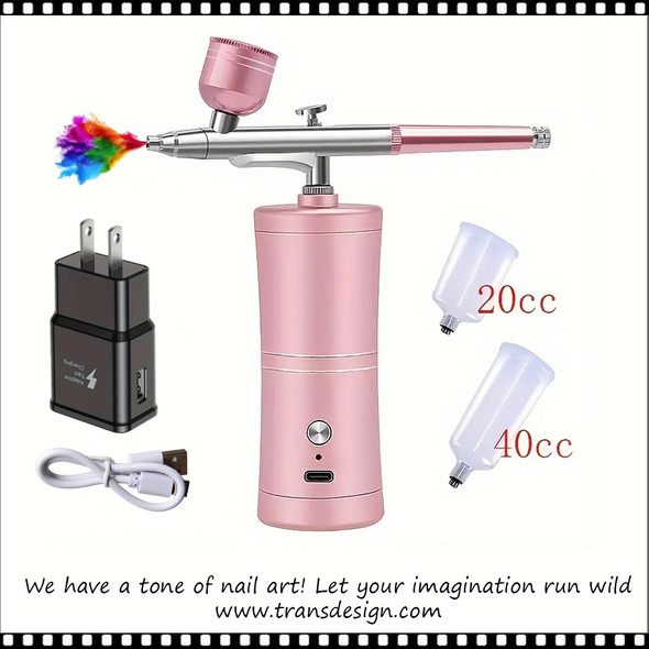 PORTABLE AIRBRUSH KIT Kit with Airbrush Guns Pink