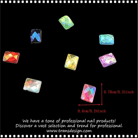 NAIL CHARM RHINESTONE Rectangular Irregular Surface 50/Pack *