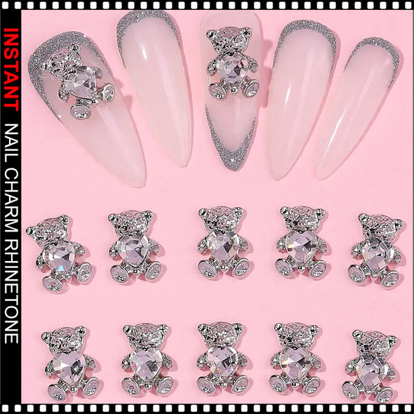 NAIL CHARM RHINETONE 3D Bear Shaped 6/Case