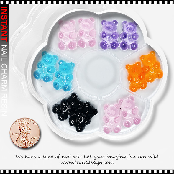 NAIL CHARM RESIN  Colorful 3D Gummy Bear 12/Wheel #2