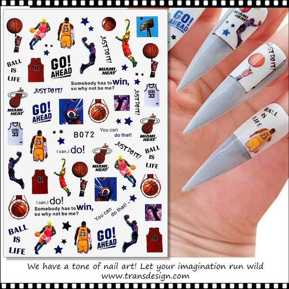 NAIL STICKER Sports, Basketball, Miami Heat, Just do it ! #B072