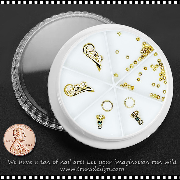 NAIL CHARM ALLOY Golden Metal Mixed /Wheel #9 *