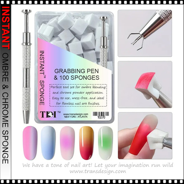 OMBRE & CHROME SPONGE Grabbing Pen with 100 Sponges/Plastic Case