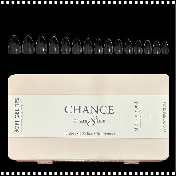 CHANCE By Cre8tion Soft Gel Tips Short Almond 600/Case