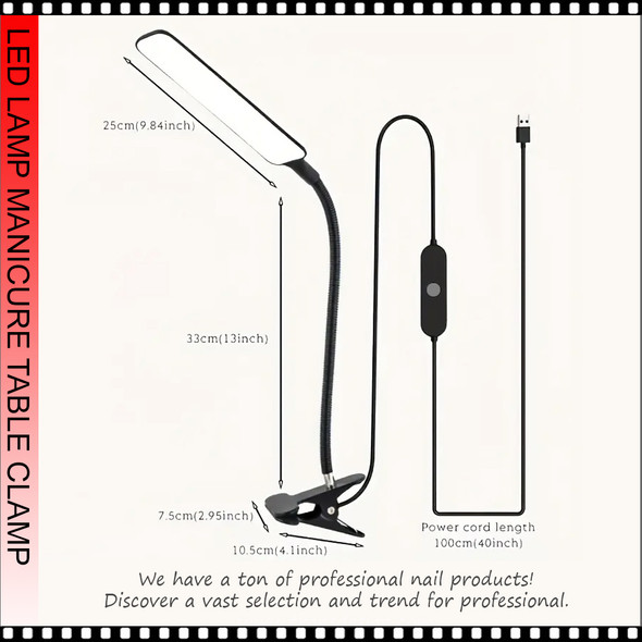 LED LAMP Table Clamp, Flexible Gooseneck, USB 120 Lm, White